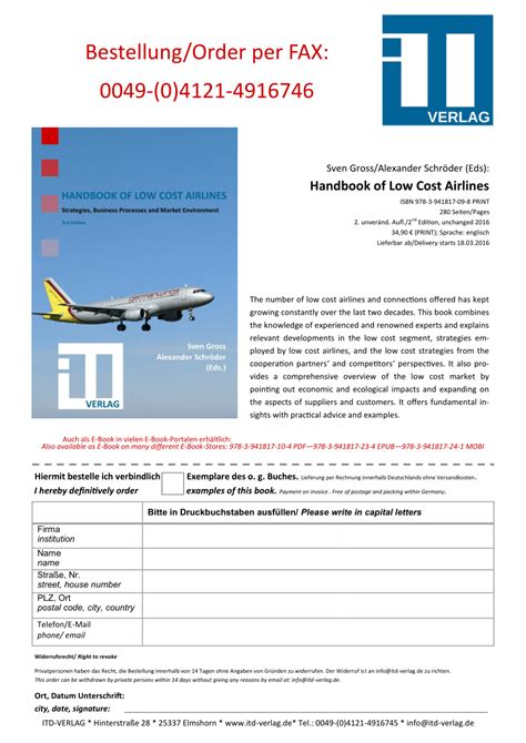 Read Online Handbook Of Low Cost Airlines Itd Verlag 