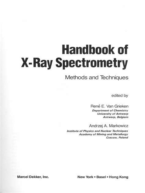 Read Handbook Of X Ray Spectrometry Methods And Techniques 