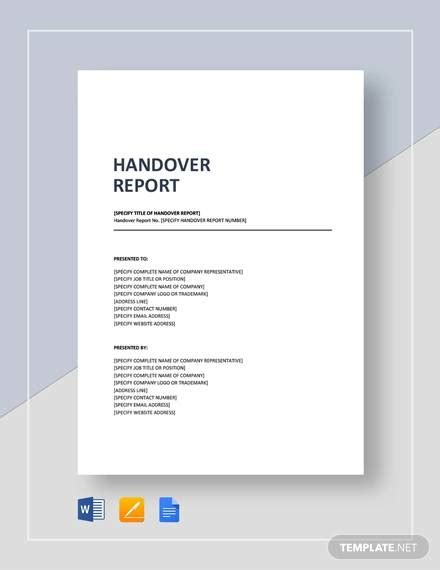 Handing Over Report Sample