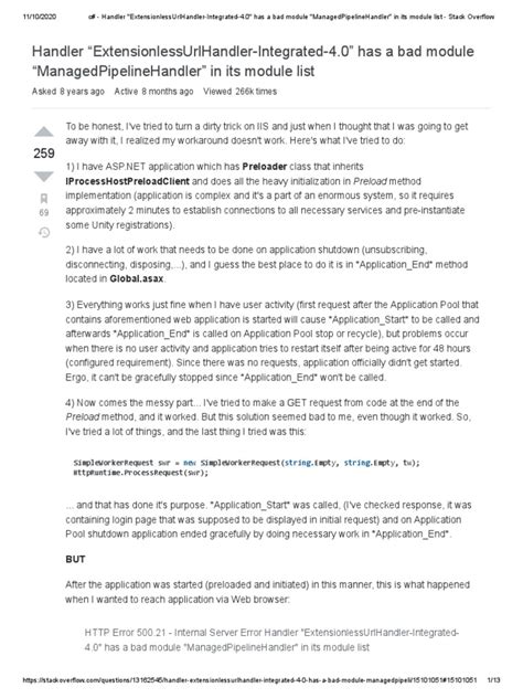 Handler Extensionlessurlhandler Integrated 4 0 Has A Bad