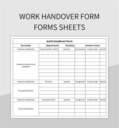 Handover Form Sample