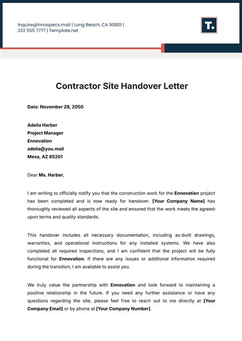 Handover Letter Sample For Completion Project Uae