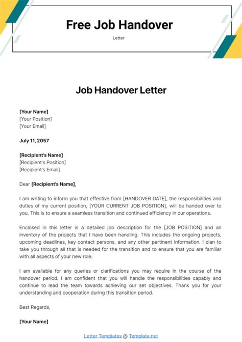 Handover Request Letter Sample