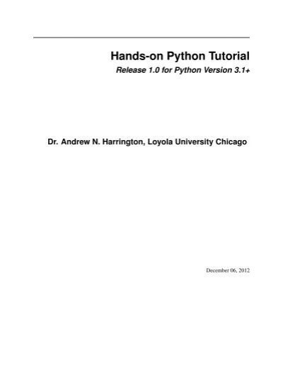 Hands On Python Tutorial Loyola University Chicago