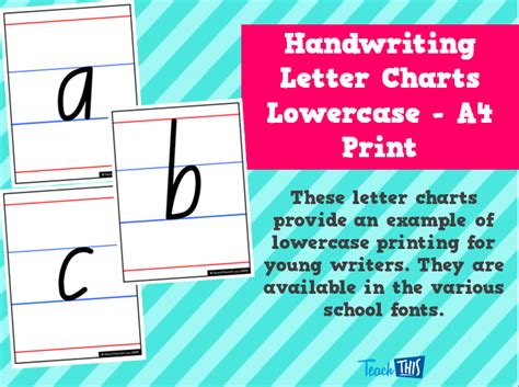 Handwriting Letter Charts Lowercase A4 Print Teacher Lower Case Letter Chart - Lower Case Letter Chart