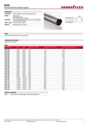 Hansa Flex Hose Catalogue