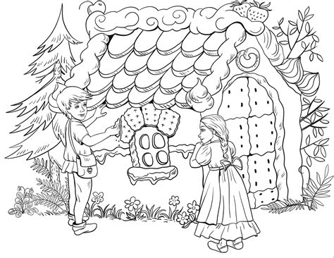 Hansel And Gretel Coloring Page Luring Kids To Hansel And Gretel Coloring Pages - Hansel And Gretel Coloring Pages