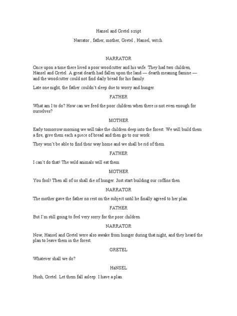 hansel and gretel script