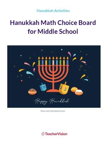 Hanukkah Math Choice Board For Middle School Mathematics Chanukah Math - Chanukah Math