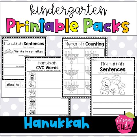 Hanukkah Printable Pack Megan Shea Hanukkah Worksheets For Kindergarten - Hanukkah Worksheets For Kindergarten