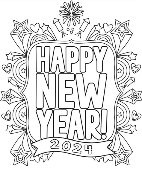 Happy New Year Coloring Pages 2024 Lots Of New Year Color Sheet - New Year Color Sheet