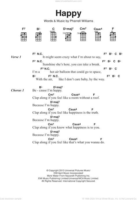 happy pharrell williams ukulele chords easy