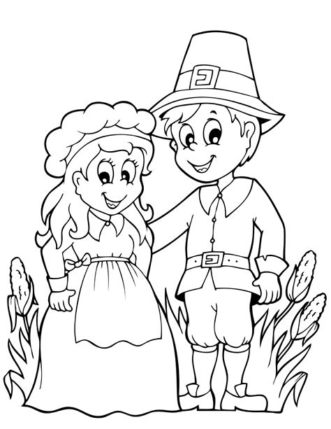 Happy Pilgrim Boy Coloring Page Coloringall Pilgrim Boy Coloring Page - Pilgrim Boy Coloring Page