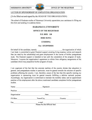 Full Download Haramaya University Letter Of Sponsorship 