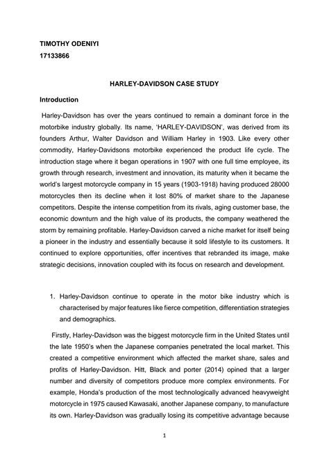 Harley Davidson Case Study Solution