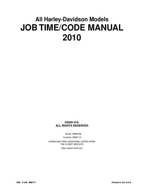harley davidson job time code manual 2011