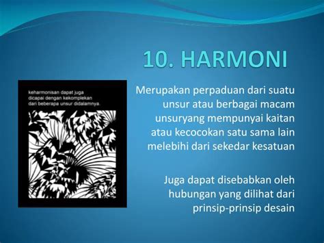 harmoni adalah perihal yang berhubungan dengan