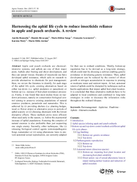 Read Online Harnessing The Aphid Life Cycle To Reduce Insecticide 