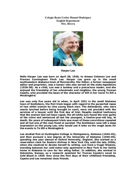 harper lee autobiography examples