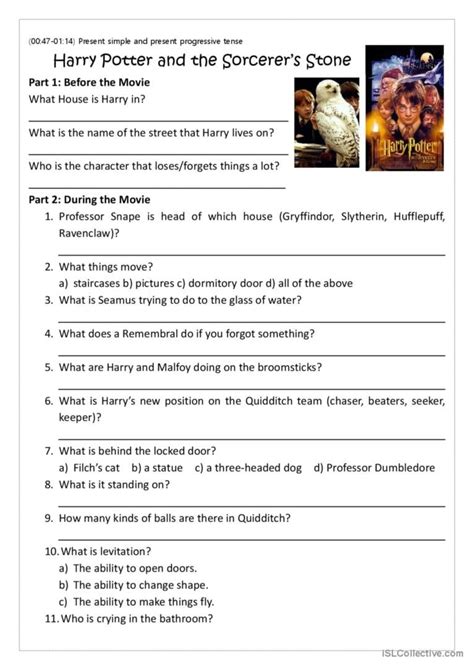Harry Potter Comprehension Activities
