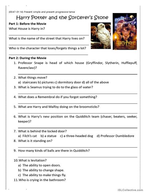 harry potter comprehension ks3