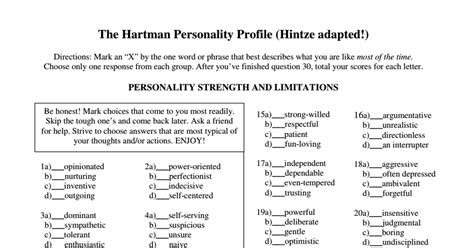 Hartman Personality Test