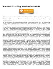 Download Harvard Marketing Simulation Solution 