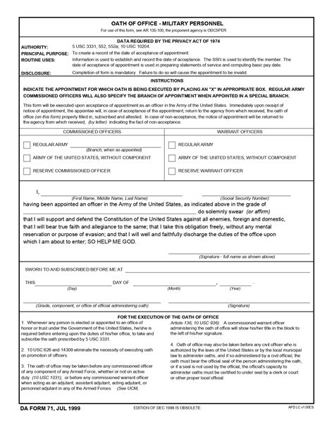 Has Army Form For 71 Intake Out