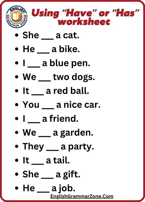 Has Have Worksheet For Class 1