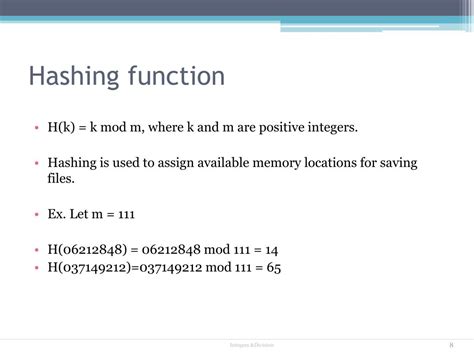 Hashing Function Discrete Mathematics