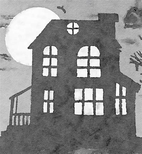 Haunted House And Paper Bat Template Free Halloween Halloween Haunted House Printables - Halloween Haunted House Printables