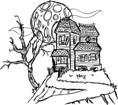 Haunted House Colouring Page 8211 Doodledaydarlings Halloween Haunted House Colouring Pages - Halloween Haunted House Colouring Pages