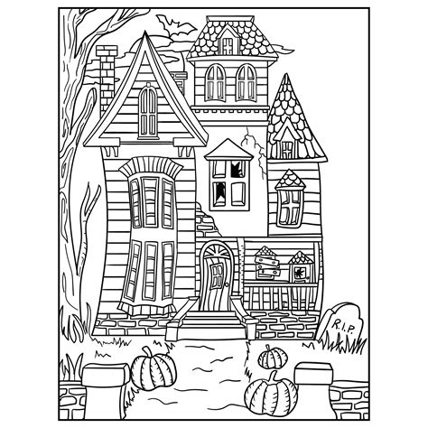 Haunted House With Halloween Characters Coloring Page Free Halloween House Coloring Page - Halloween House Coloring Page