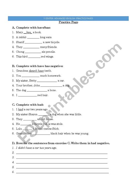 have has+negative had + negative ESL worksheet by simsh1