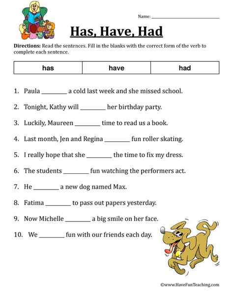 Have Or Has Worksheet For 2nd Grade Live Verb Have Worksheet Grade 2 - Verb Have Worksheet Grade 2