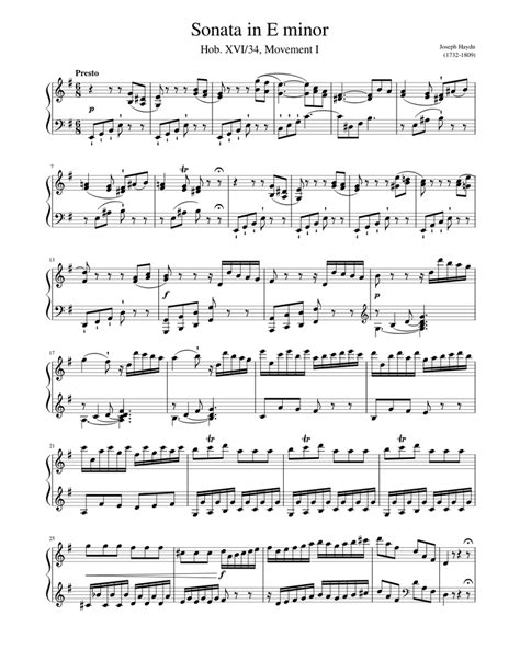 Download Haydn Piano Sonata No 2 In E Minor Hobxvi34 Haydn Piano Sonatas Volume 2 