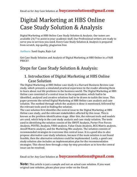 hbs case study solutions
