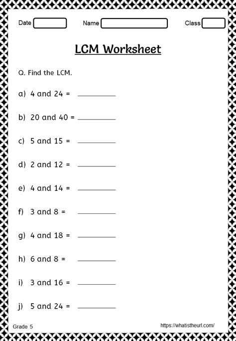 Hcf And Lcm Worksheets For Grade 6 With Lcm Worksheet For 4th Grade - Lcm Worksheet For 4th Grade