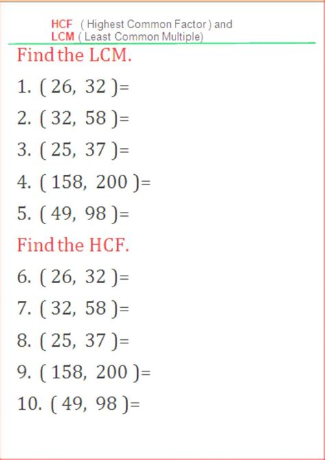 Hcf Questions For Class 4