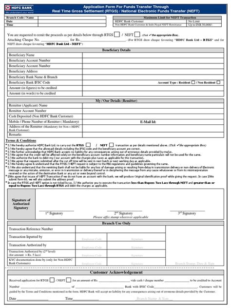 Hdfc Neft Rtgs Form