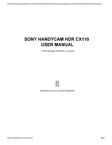 Download Hdr Cx110 Manual User Guide 