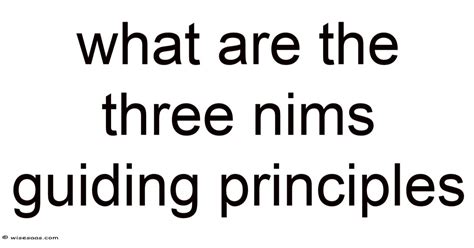 He Three Nims Guiding Principles Are