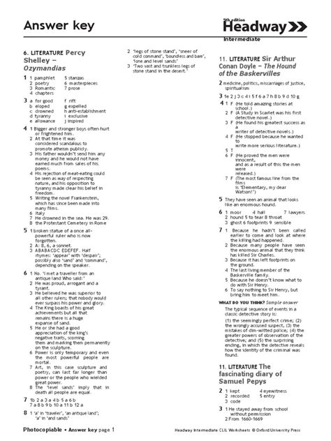 Headway Intermediate Student Answer Key