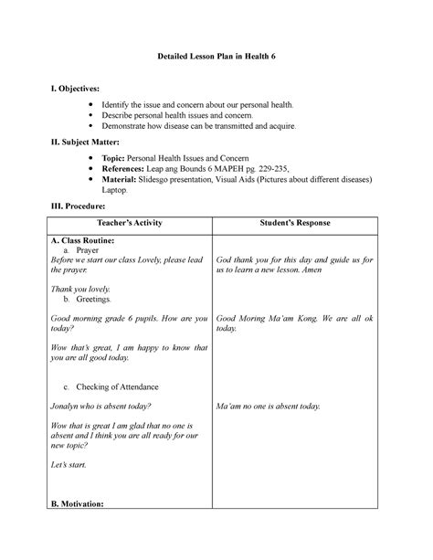 Health Concerns Lecture Lesson Plan For 6th 10th 6th Grade Health Lesson Plans - 6th Grade Health Lesson Plans