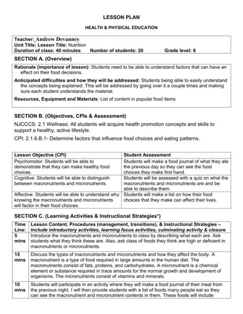 Health Lesson Plans 6th Grade Health Lesson Plans - 6th Grade Health Lesson Plans