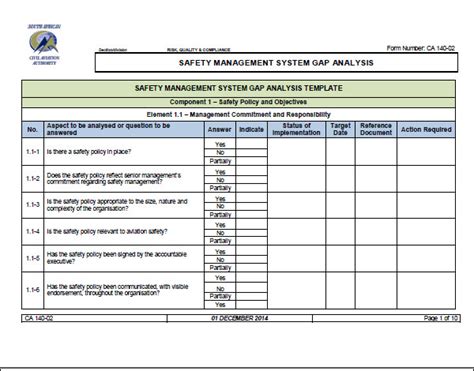 Full Download Health And Safety Gap Analysis Template Excel 