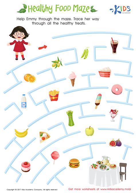 Healthy Food Maze Printable Free Printout For Children Making Healthy Food Choices Worksheet - Making Healthy Food Choices Worksheet