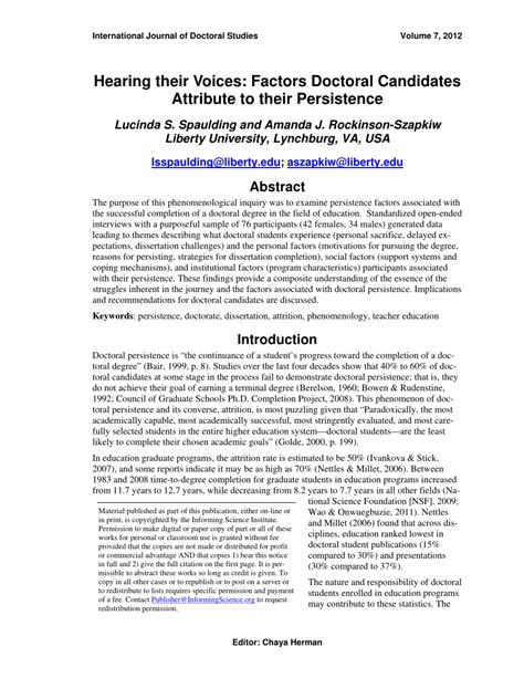 Read Online Hearing Their Voices Factors Doctoral Candidates Attribute 