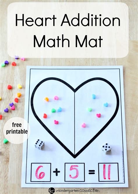 Heart Addition Math Mat The Kindergarten Connection Adding Hearts Worksheet Kindergarten - Adding Hearts Worksheet Kindergarten