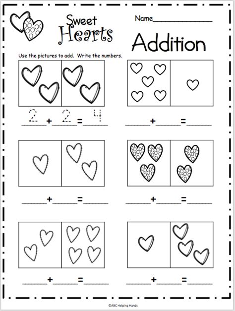 Heart Addition Worksheets Teacher Made Twinkl Adding Hearts Worksheet Kindergarten - Adding Hearts Worksheet Kindergarten